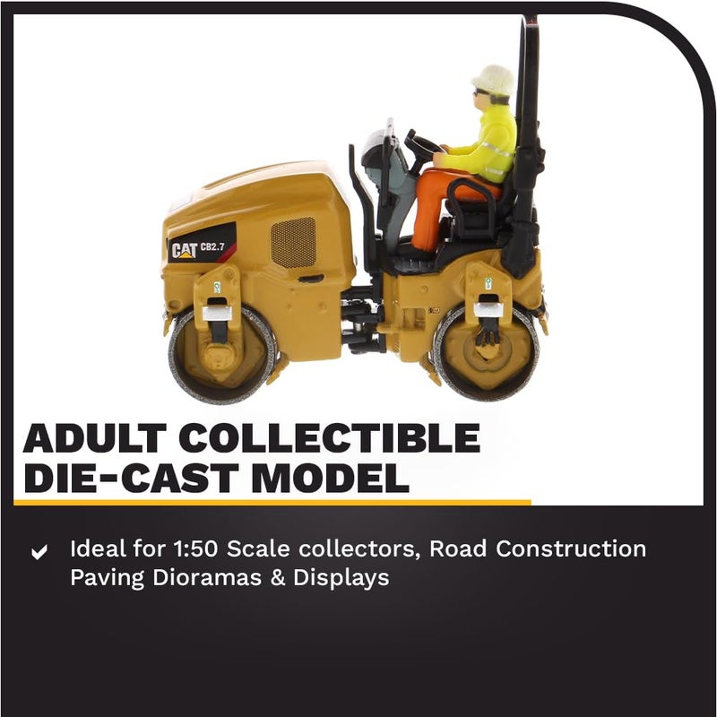 Diecast Masters CAT Caterpillar CB-2.7 Utility Compactor with Operator High Line Series 1/50 Diecast Model 85593 - Image 3